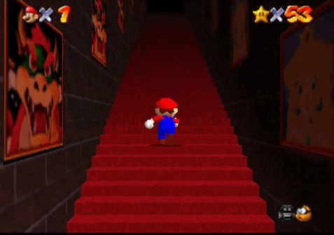 Super Mario Runs Up The Stairs In Super Mario 64
