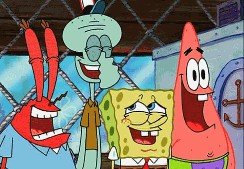 Mr.-Krabs-Squidward-Spongebob-Patrick-Star-Laughing-At-The-Krusty-Krab.gif