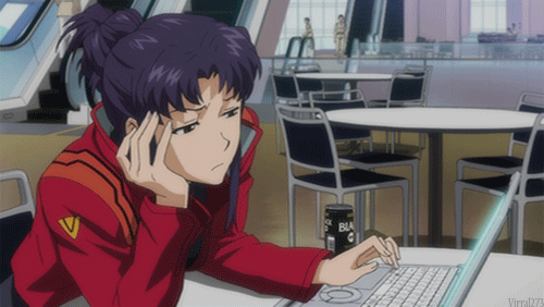 Misato-Katsuragi-Is-Bored-Browsing-The-Internet-On-Evangelion-Anime
